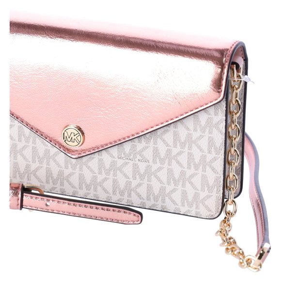 Michael Kors Jet Set Travel Small Signature Clutch Crossbody Vanilla Primrose - Picture 8 of 14